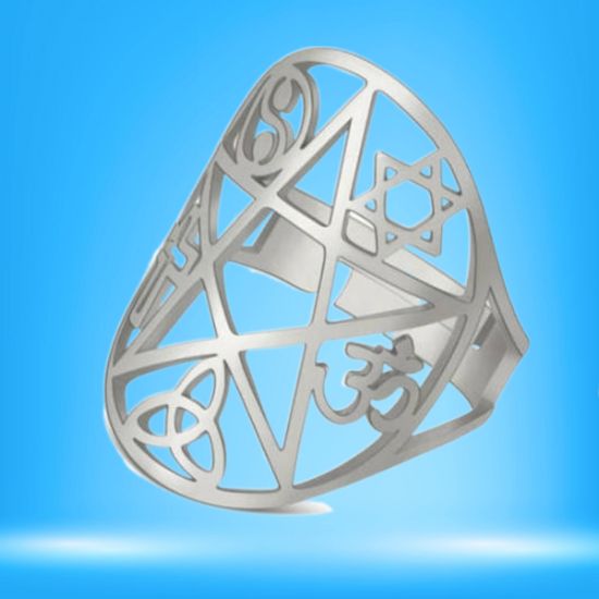 Imagen de +3 Modelos y Colores  Anillo de Acero Inoxidable con  6 Poderosísimos Símbolos  de Protección -AJUSTABLE x1ani