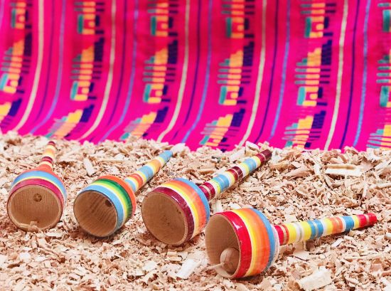 Imagen de 10 BALEROS COPA - COLORIDOS - JUGUETES ARTESANALES MEXICANOS