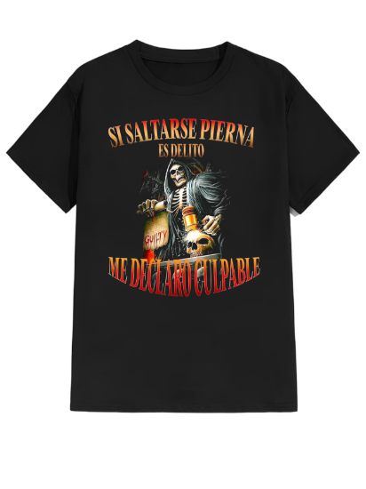 Imagen de Playera manga corta 100% algodón calacas chidas gym " Saltarse pierna"