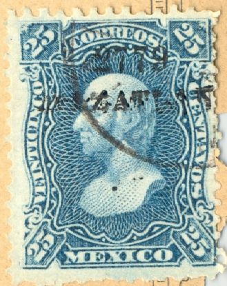Imagen de Estampilla siglo XIX Hidalgo 1879 distrito Mazatlán Azul 25 centavos
