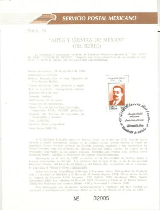 Imagen de HOJITA ARTE Y CIENCIA DE MEXICO VITO ALESSIO ROBLES POLITICO Y PERIODISTA DE COAHUILA 1988