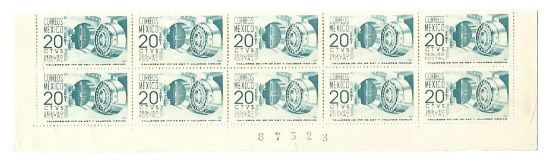 Imagen de SEGURO POSTAL BOVEDA 1950 BLOCK DE 10 WK 300 