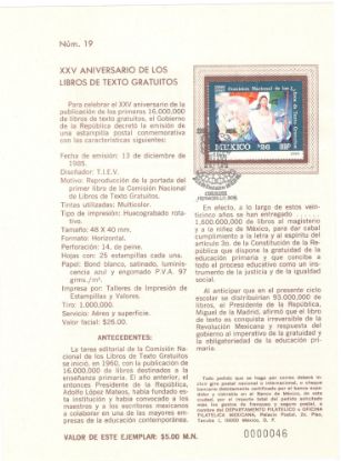 Imagen de HOJA CARNET PRIMER DIA EMISION LIBROS DE TEXTO GRATUITOS 1985