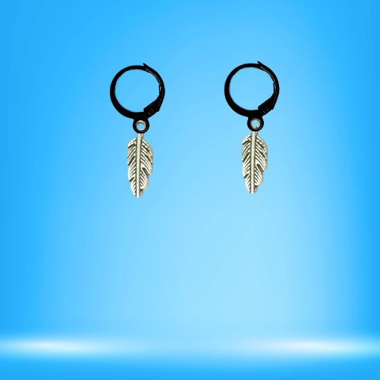 Imagen de 1 Par de Plumas Etnicas Chicas o Largas Acero en Arracaditas Acero Color Negro Alta Durabilidad+20 Modelos y Colores Para Escoger Alta Durabilidad CUPF&=X1plu