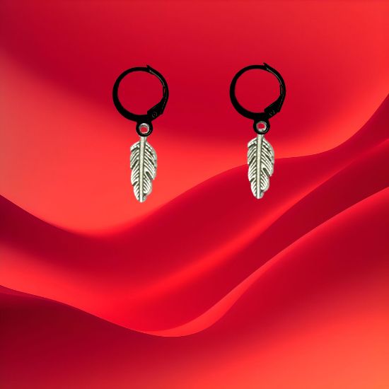 Imagen de 1 Par de Plumas Etnicas Chicas o Largas Acero en Arracaditas Acero Color Negro Alta Durabilidad+20 Modelos y Colores Para Escoger Alta Durabilidad CUPF&=X1plu