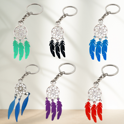 Imagen de 1 Par de Atrapasueños Color Plata Alta Durabilidad en Llavero Color Plata para Escoger CUPF&=X1
