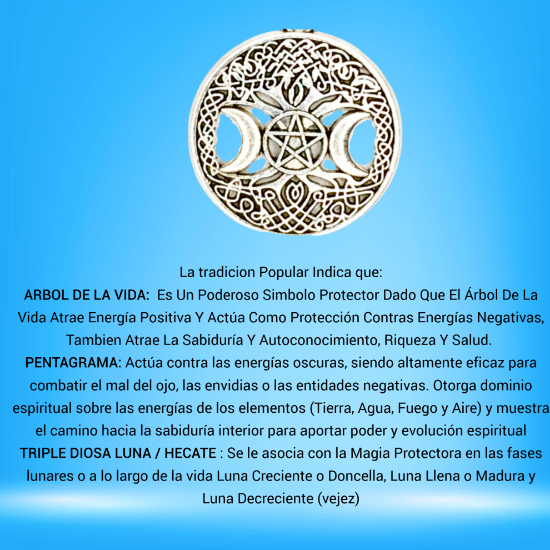 Imagen de  3 Poderosos Simbolos Protectores en Un Dije Curado ( Arbol de la Vida + Pentagrama + Triple Luna) Hecate / Hekate Varios Modelos para Escoger -X1