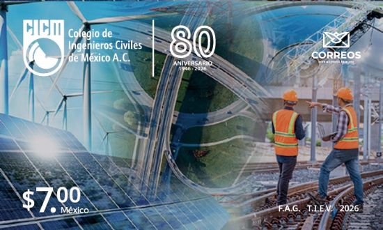 Imagen de Timbre Postal "80 Aniversario del Colegio de Ingenieros Civiles de México"