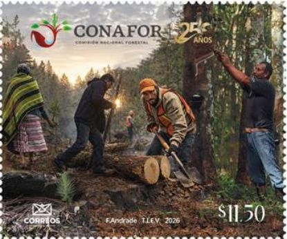 Imagen de Timbre Postal "25 Aniversario de la Comisión Nacional Forestal (CONAFOR)"