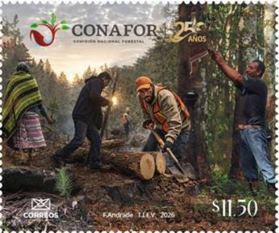 Imagen de Timbre Postal "25 Aniversario de la Comisión Nacional Forestal (CONAFOR)"