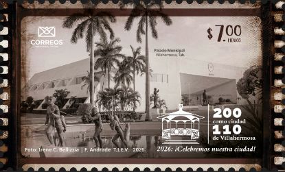Imagen de Timbre Postal "200 años de elevación al rango de Ciudad Villahermosa, Tabasco"