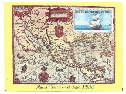 Imagen de HOJITA AÑO 1979 CEDULA REL DE LA NUEVA ESPAÑA MAPA Y CARABELA