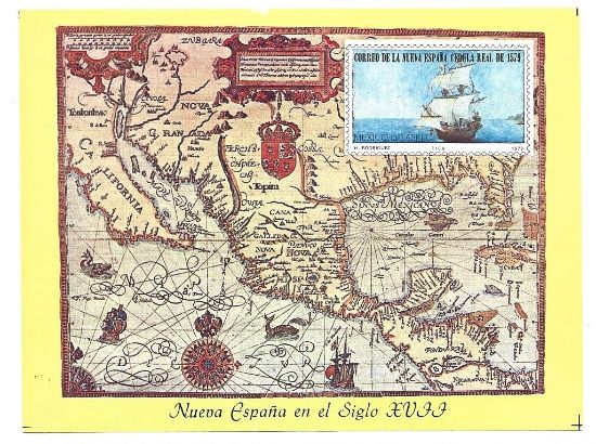 Imagen de HOJITA AÑO 1979 CEDULA REL DE LA NUEVA ESPAÑA MAPA Y CARABELA