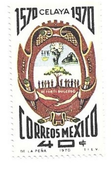 Imagen de ESTAMPILLA 400 AÑOS DE LA CIUDAD DE CELAYA GUANANJUATO , ESCUDO DE ARMAS 1970