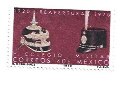 Imagen de ESTAMPILLA REAPERTURA COLEGIO MILITAR 1970 NUEVA
