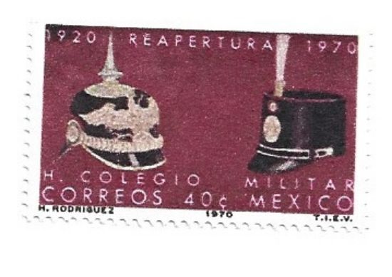 Imagen de ESTAMPILLA REAPERTURA COLEGIO MILITAR 1970 NUEVA