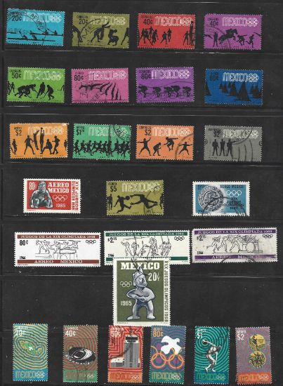 Imagen de COLECCION DE ESTAMPILLAS OLIMPICAS MEXICO 1968 USADAS