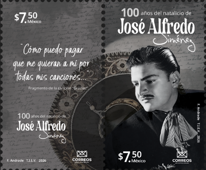 Imagen de Timbre Postal "Compositores Mexicanos: 100 años del Natalicio de José Alfredo Jiménez"