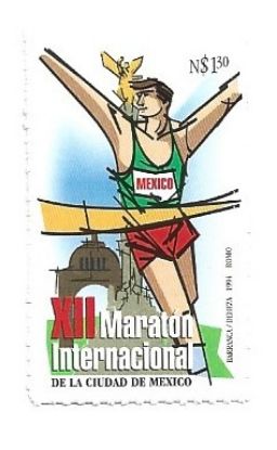 Imagen de ESTAMPILLA XII MARATON CDMX 1994 RULETEADA MINT