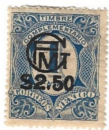 Imagen de ESTAMPILLA POST REVOLUCIONARIA 1916 PROVISORIO CON HABILITACION A $2.50 CARRANZA