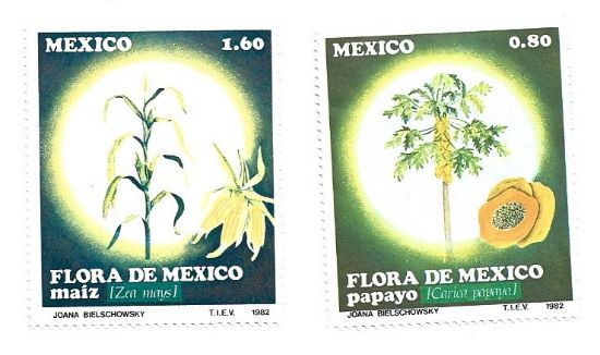 Imagen de FLORA DE MEXICO 1982 MAIZ Y PAPAYA
