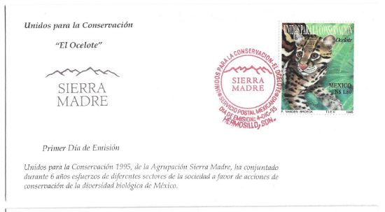 Imagen de SOBRE PRIMER DIA EMISION CONSERVACION OCELOTE 1995
