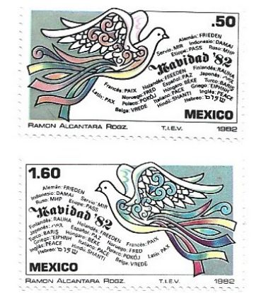 Imagen de SERIE DE ESTAMPILLAS NAVIDAD 1982 PALOMAS DE LA PAZ 