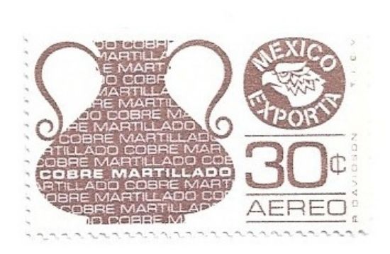 Imagen de ESTAMPILLA SERIE MEXICO EXPORTA 30C COBRE MARTILLADO 