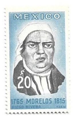 Imagen de ESTAMPILLA DE JOSE MARIA MORELOS Y PAVON 1965 NUEVA