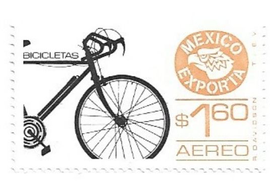 Imagen de ESTAMPILLA SERIE MEXICO EXPORTA $1.60 BICICLETA 2DA SERIE C/MARCA DE AGUA NUEVA
