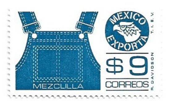 Imagen de ESTAMPILLA SERIE MEXICO EXPORTA $9 MEZCLILLA NUEVA