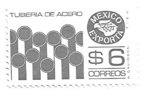 Imagen de ESTAMPILLA SERIE MEXICO EXPORTA $6 TUBERIA DE ACERO GRIS NUEVA