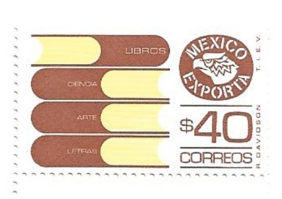 Imagen de ESTAMPILLA SERIE MEXICO EXPORTA $40.00 LIBROS CAFE Y AMARILLO