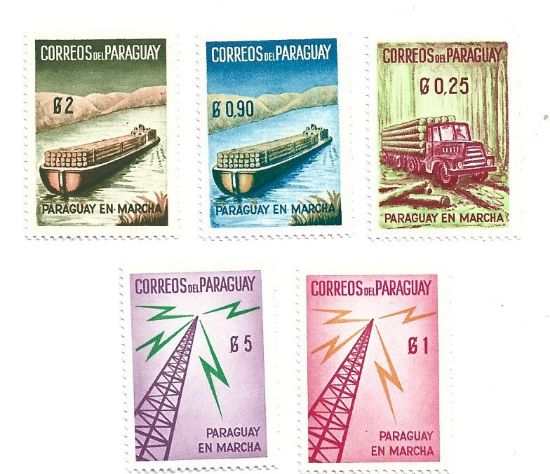 Imagen de ESTAMPILLAS DE PARAGUAY 1963 COMUNICACIONES Y TRANSPORTES NUEVAS