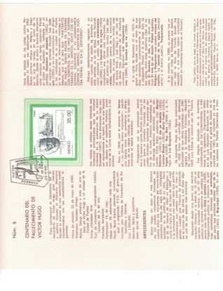 Imagen de HOJA PRIMER DIA EMISION VICTOR HUGO 1985 ESTAMPILLA EMITIDA POR MEXICO