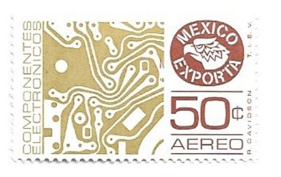 Imagen de ESTAMPILLA SERIE MEXICO EXPORTA 50C CIRCUITOS ELECTRONICOS MARCA DE AGUA NUEVA