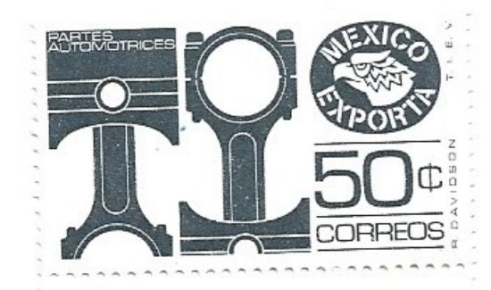 Imagen de ESTAMPILLA MEXICO EXPORTA PARTES AUTOMOTRICES 50C NUEVA CON MARCA DE AGUA