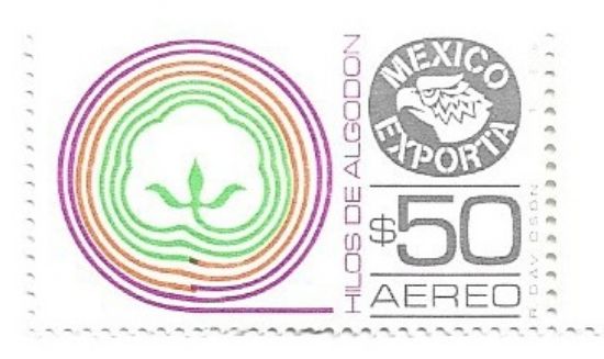Imagen de ESTAMPILLA SERIE MEXICO EXPORTA $50.00 HILOS DE ALGODON 4TA SERIE  NUEVA